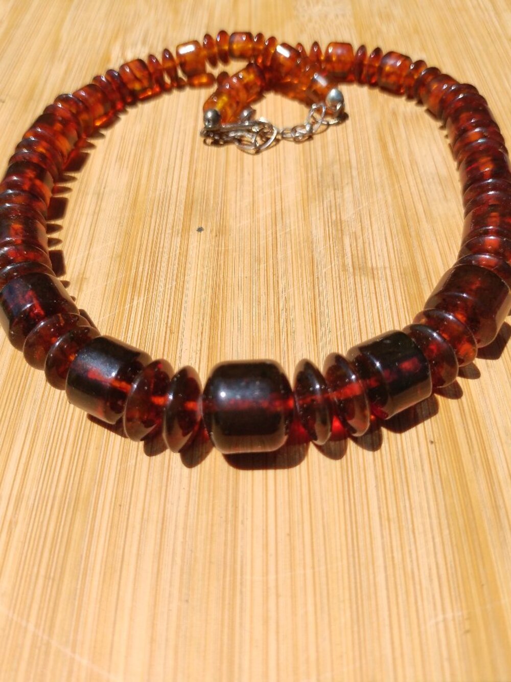 Jay King Mine find Barrel Shaped Baltic Amber Bead 925 Sterling Silver Necklace - Picture 9 of 10